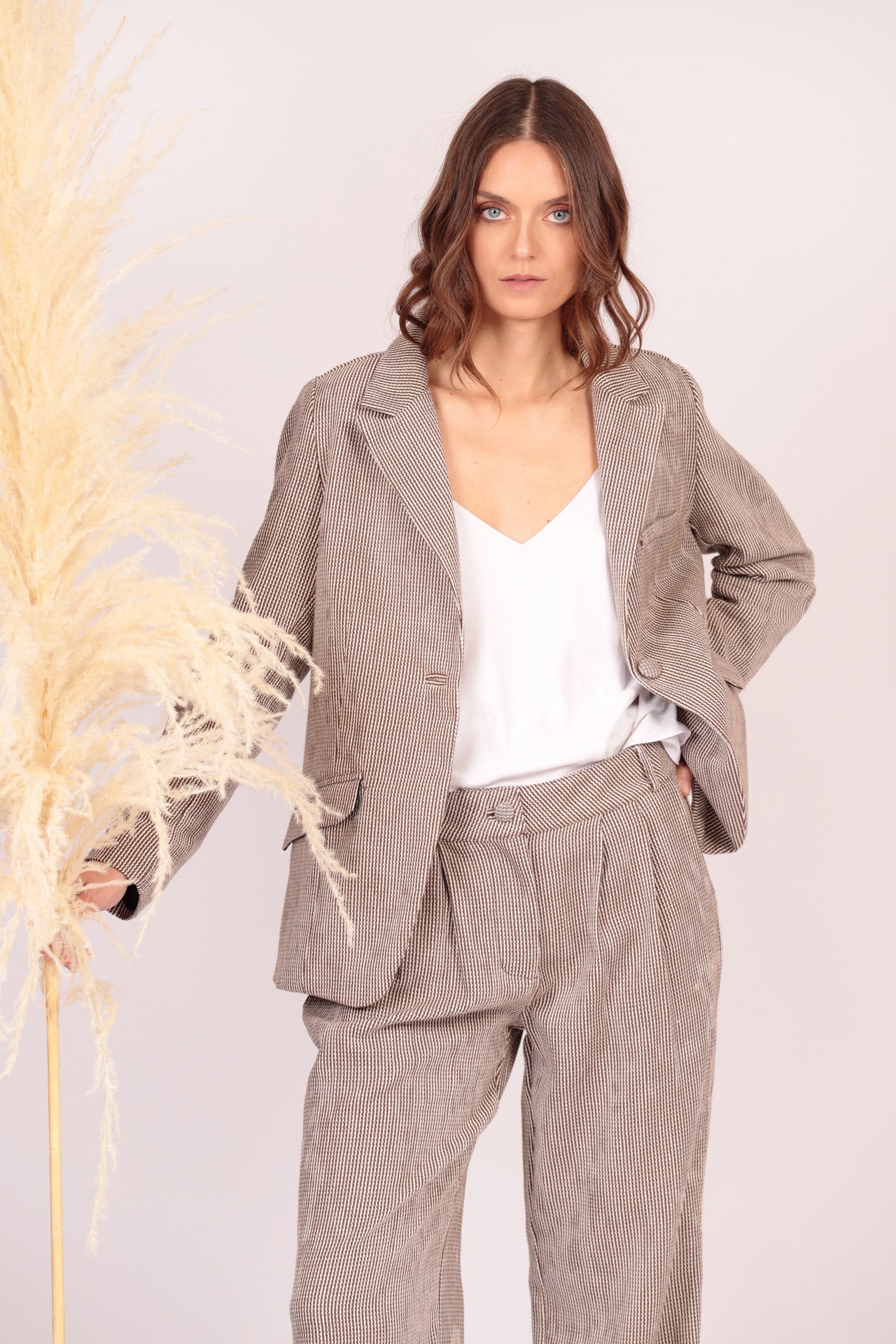 Pantalón Elus (Rayas cafés con blanco)