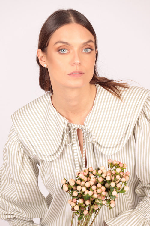 Camisa Naj (rayas pistacho con blanco)