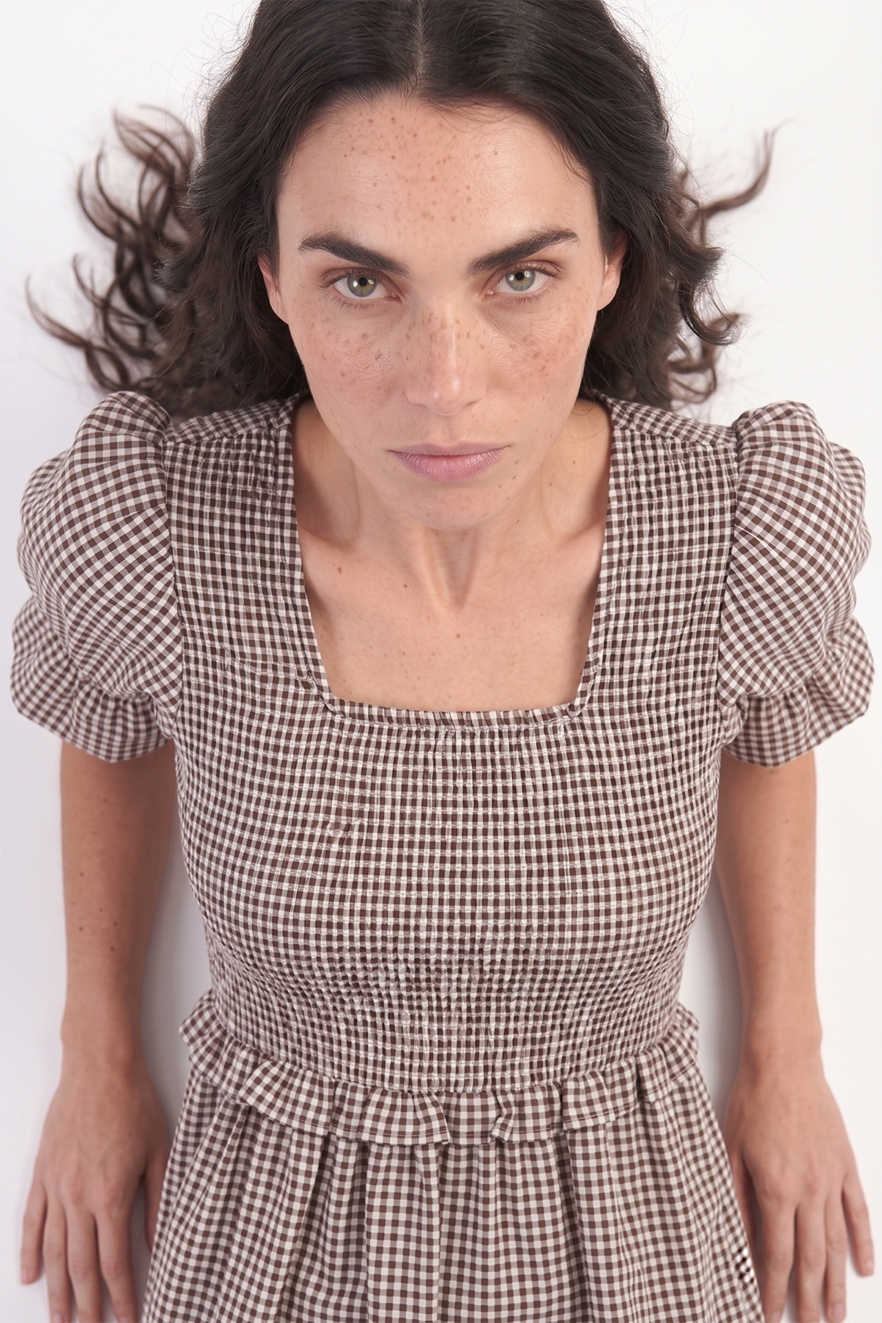 Vestido Noi (cuadros cafes con blanco)