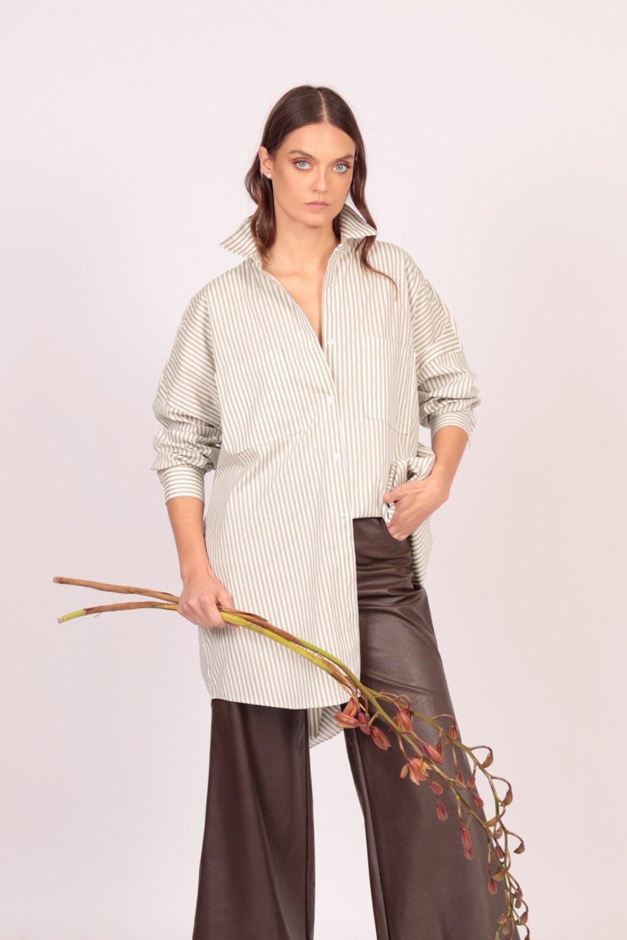 Camisa Ola (rayas pistacho con blanco)