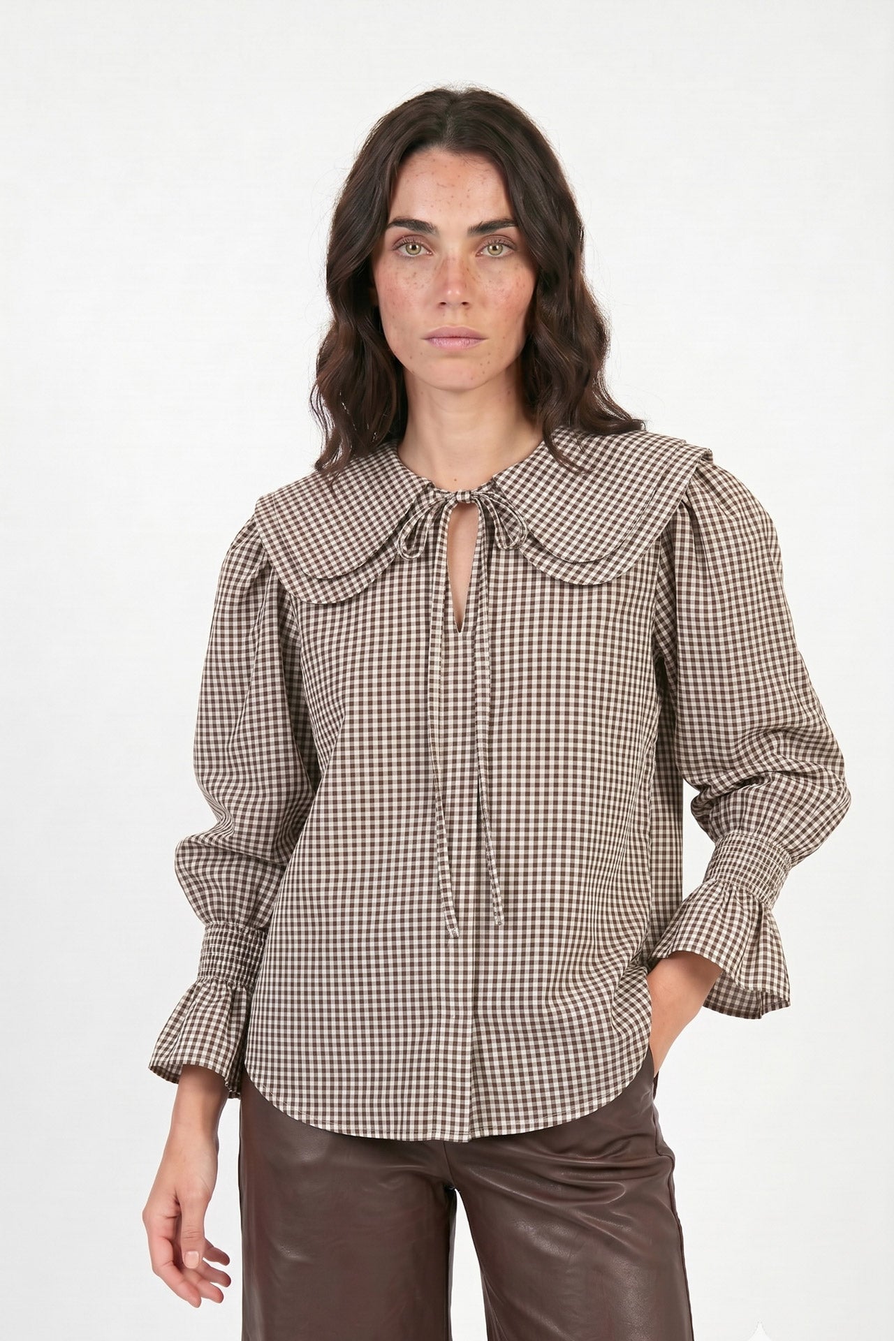 Camisa Naj (cuadros cafés con blanco)