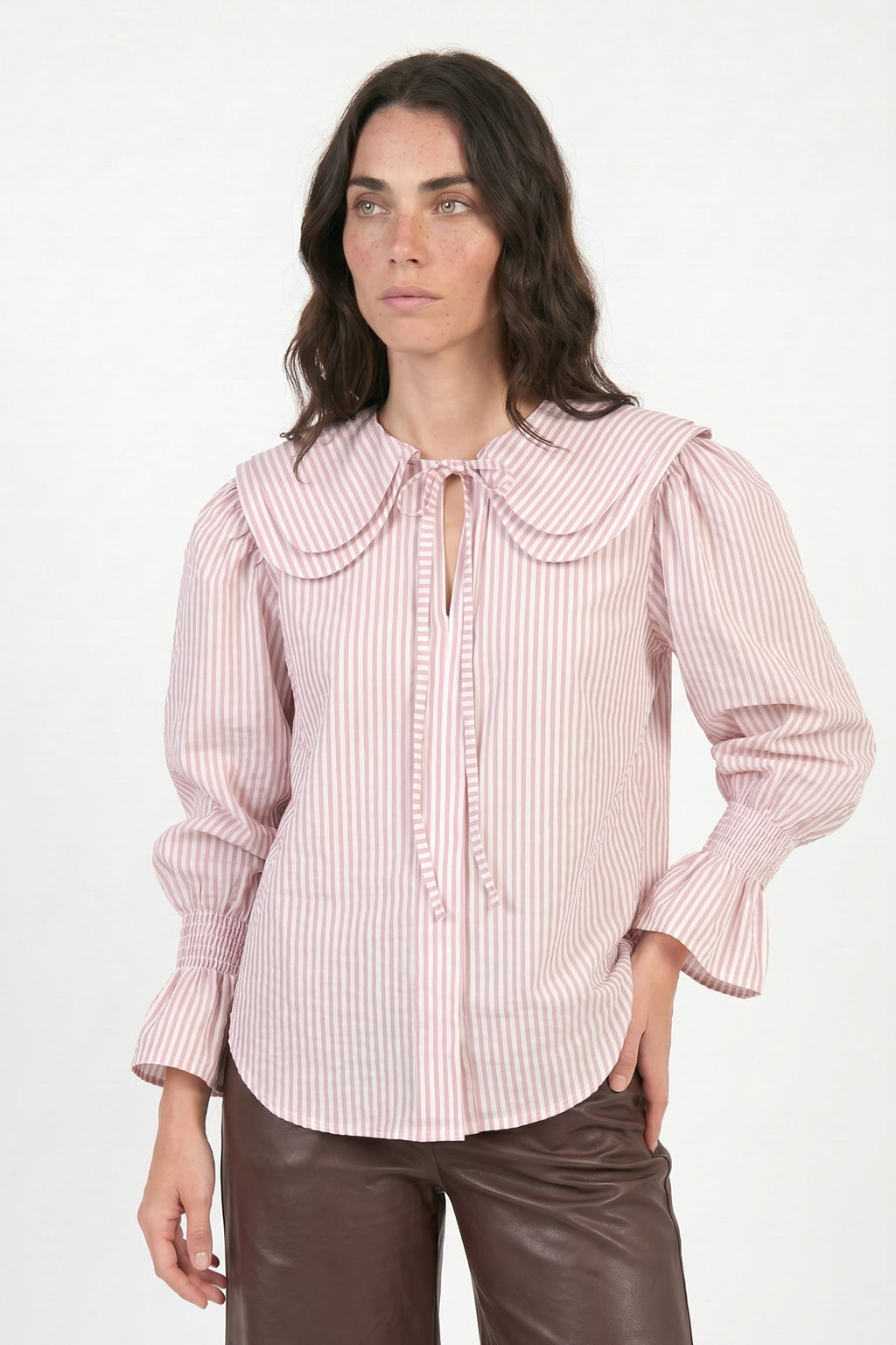 Camisa Naj (rayas rosadas con blanco)