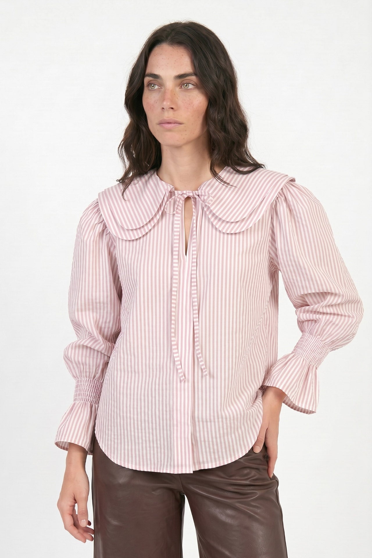 Camisa Naj (rayas rosadas con blanco)