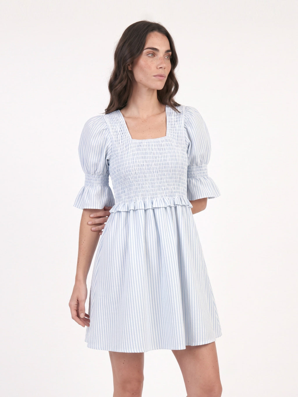 Vestido Noi (rayas azules con blanco)