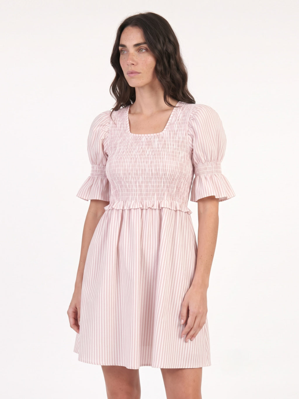 Vestido Noi (rayas rosadas con blanco)