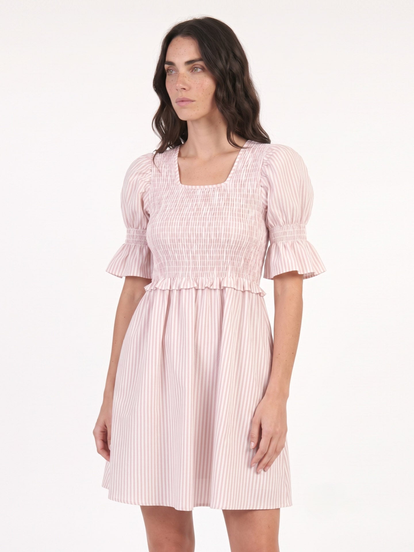 Vestido Noi (rayas rosadas con blanco)
