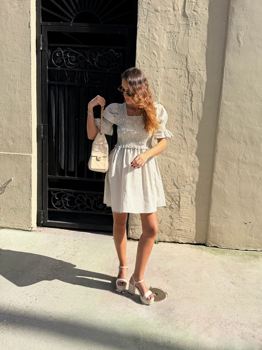 Vestido Noi (rayas pistacho con blanco)