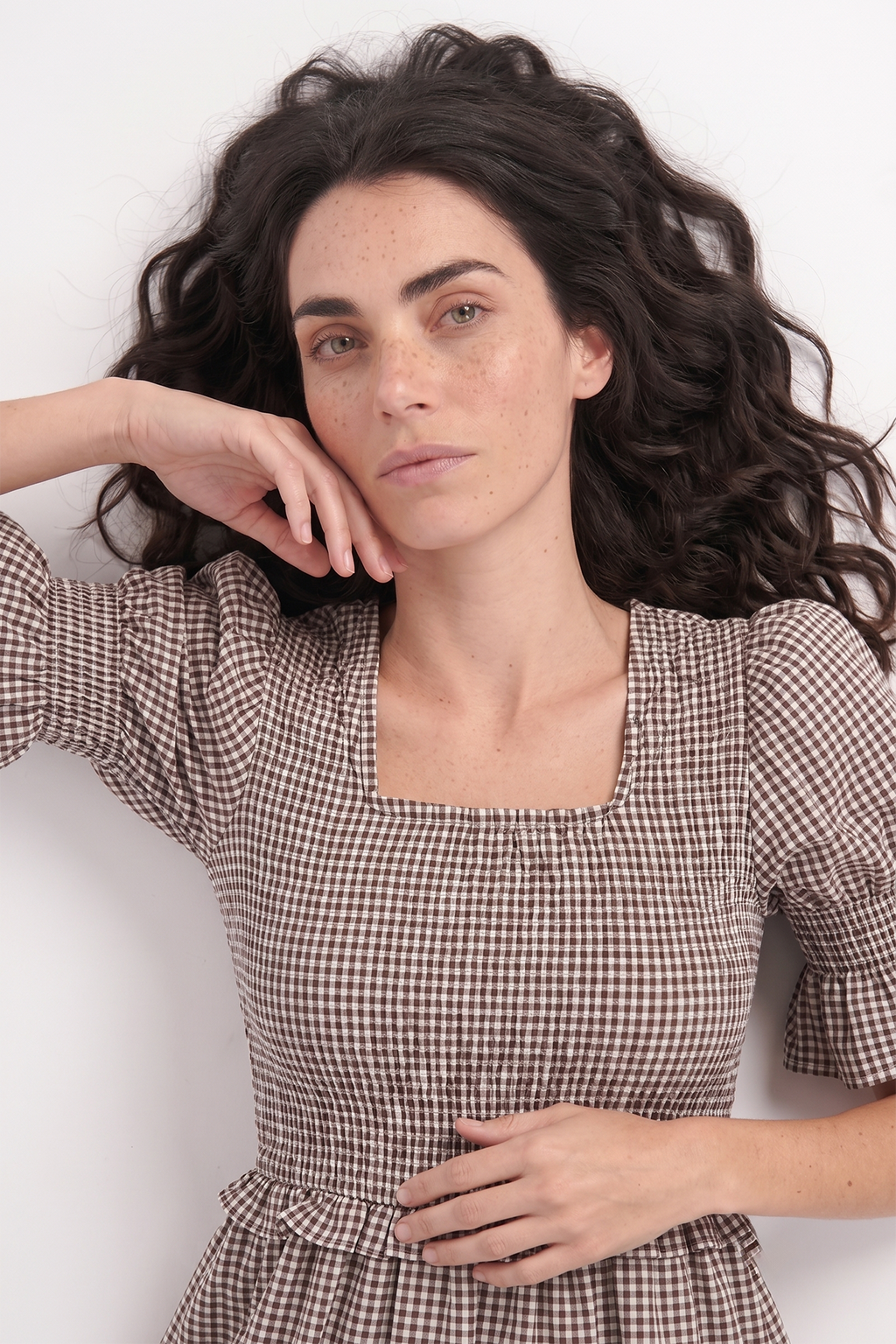 Vestido Noi (cuadros cafes con blanco)